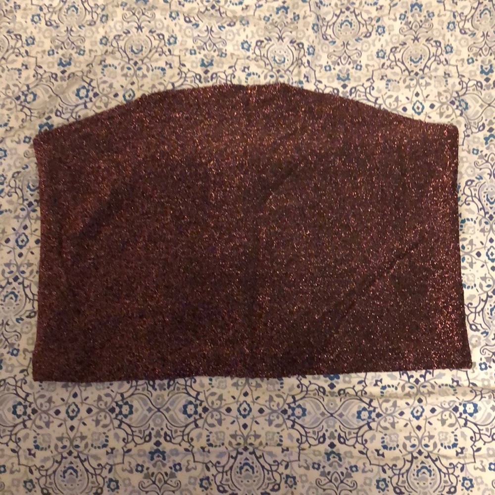 Strapless shimmer crop top